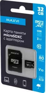 Карта памяти Maxvi microSDHC 32GB MSD32GBC10V10 (с адаптером) фото