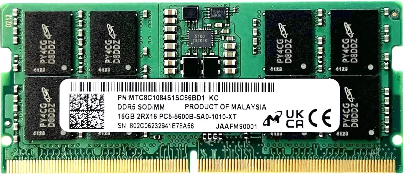 Micron 16ГБ DDR5 SODIMM 5600 МГц MTC8C1084S1SC56BH1