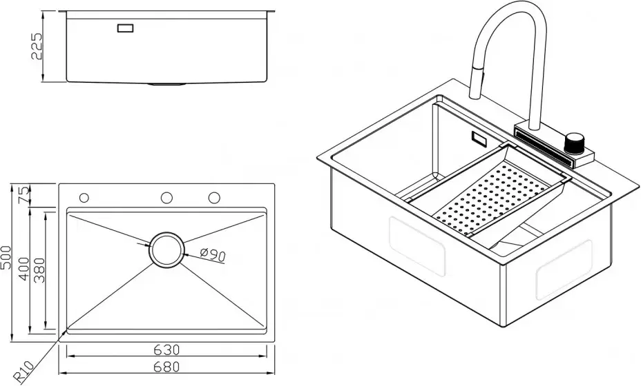 Кухонная мойка Milacio Denia 68 Steel MC.77418 фото