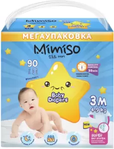 Подгузники детские детские Mimiso 3 М 4-9кг (90 шт) фото
