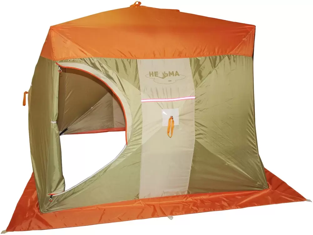 Палатка Митек Нельма Куб 3 (Оранж-беж/Хаки) + пол с 3 лунками фото