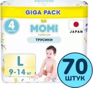 Подгузники-трусики детские Momi Comfort Care L 9-14кг (70шт) фото