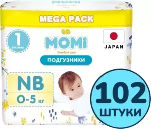 Подгузники детские Momi Comfort Care Mega pack NB 0-5 кг (102 шт) фото