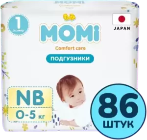 Подгузники-трусики детские Momi Comfort Care NB 0-5кг (86шт) фото