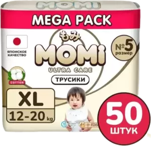 Подгузники-трусики детские Momi Ultra Care Mega pack XL 12-20кг (50шт) фото