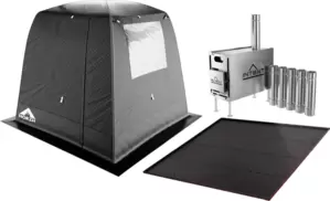 Палатка-баня MORZH 1 окно с полом и печью (черный) фото