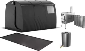Палатка-баня MORZH Max с полом, печью и баком для воды (черный) фото