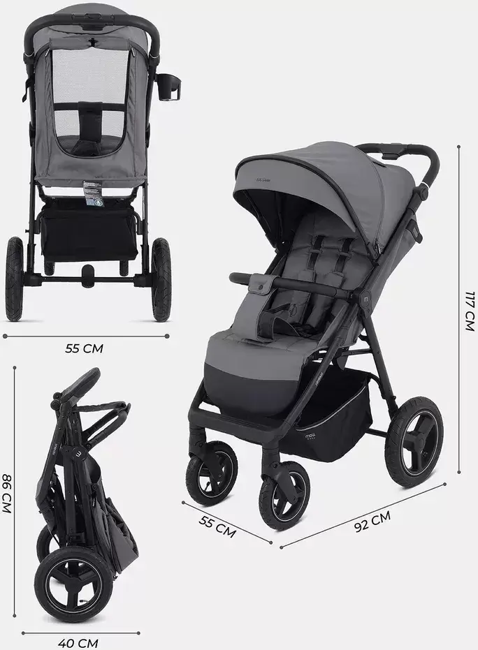 Детская прогулочная коляска MOWbaby Nimbus Air / MB104 (серый) фото