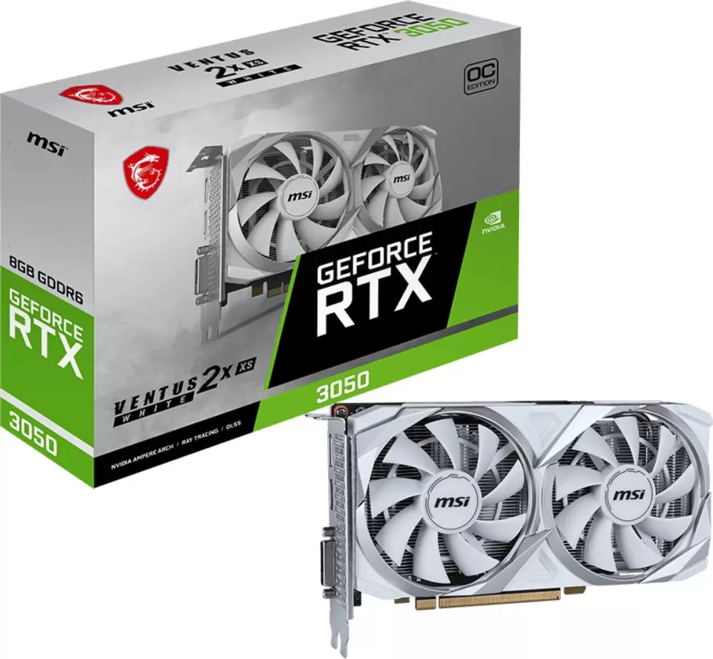 Видеокарта MSI GeForce RTX 3050 Ventus 2X XS White 8G OC фото