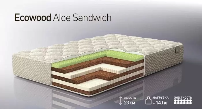 Матрас Natura Vera Ecowood Aloe Sandwich 140x190 фото