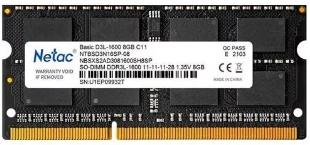 Модуль памяти Netac Basic 8G SODIMM DDR3L PC-12800 NTBSD3N16SP-08 фото