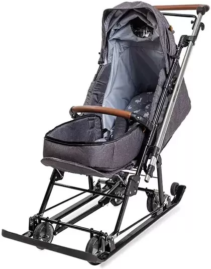 Санки-коляска Ника J1/1 (серый с кроликами) фото