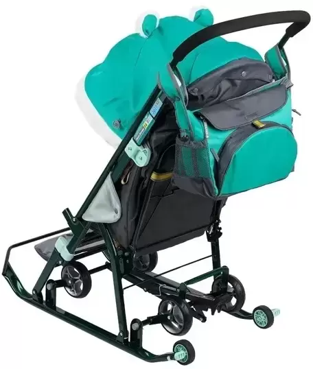 Санки-коляска Ника Наши Детки 5-1 с лисичкой изумрудный НДТ5-1/4 фото