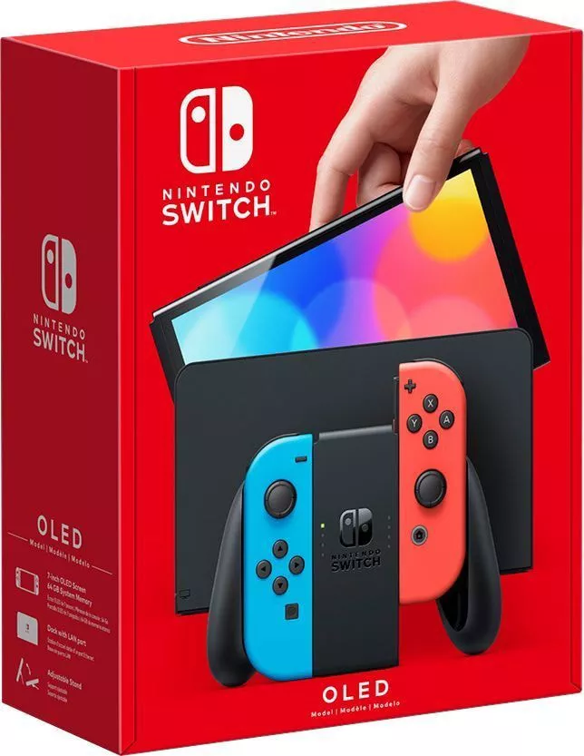 Игровая приставка Nintendo Switch OLED (черный, с неоновыми Joy-Con) фото 3