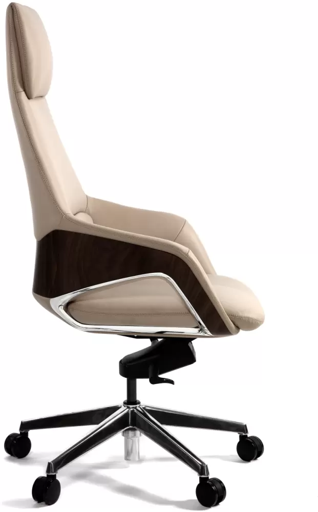 Офисное кресло Norden Шопен FK 0005-A Beige Leather (кожа бежевая/алюминий) фото