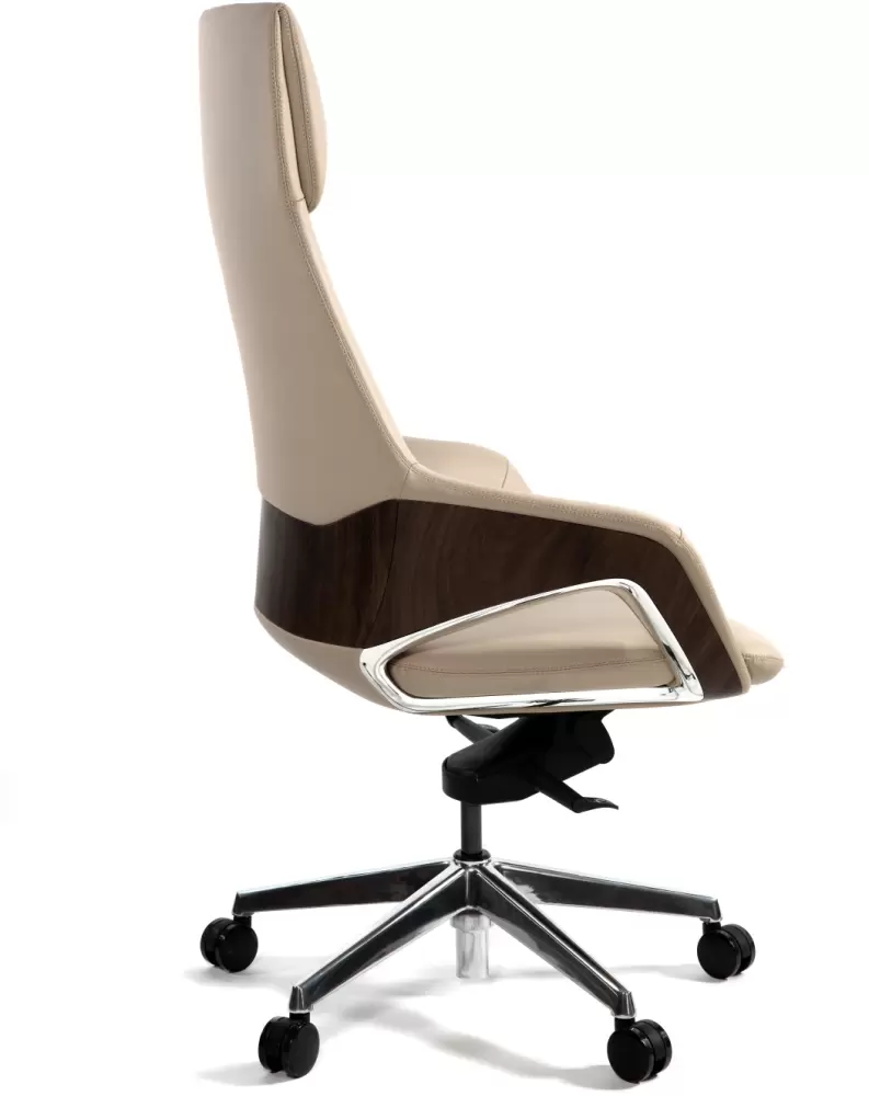 Офисное кресло Norden Шопен FK 0005-A Beige Leather (кожа бежевая/алюминий) фото