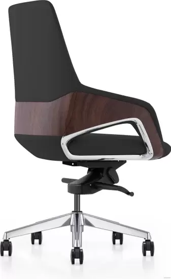 Офисное кресло Norden Шопен LB FK 0005-B Black Leather (кожа черный/алюминий) фото