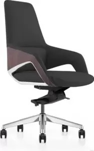 Офисное кресло Norden Шопен LB FK 0005-B Black Leather (кожа черный/алюминий) фото