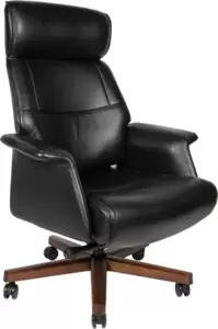 Офисное кресло Norden Вагнер / A2067 black leather (черный/натуральное дерево) фото