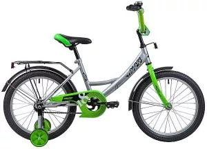 Велосипед детский NOVATRACK Vector 18 (серебристый/зеленый, 2019) фото