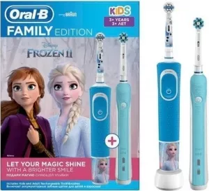 Комплект зубных щеток Braun Oral-B Pro 1 Cross Action и Kids D16.513.1U + D100.410.2K Голубой фото
