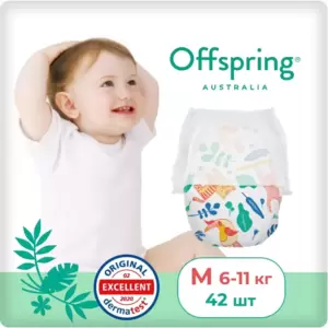 Подгузники-трусики Offspring M 6-11 кг Джунгли (42 шт) фото