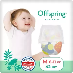 Подгузники-трусики Offspring M 6-11 кг Небо (42 шт) фото