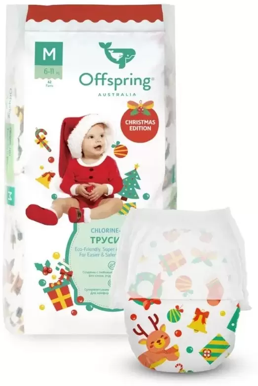 Подгузники-трусики Offspring M 6-11 кг Новый год (42 шт) фото