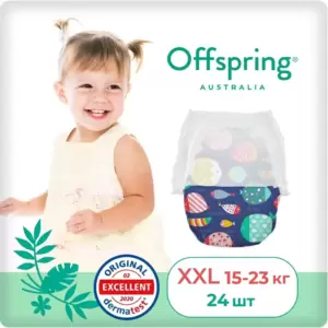 Подгузники-трусики Offspring XXL 15-23 кг Рыбки (24 шт) фото