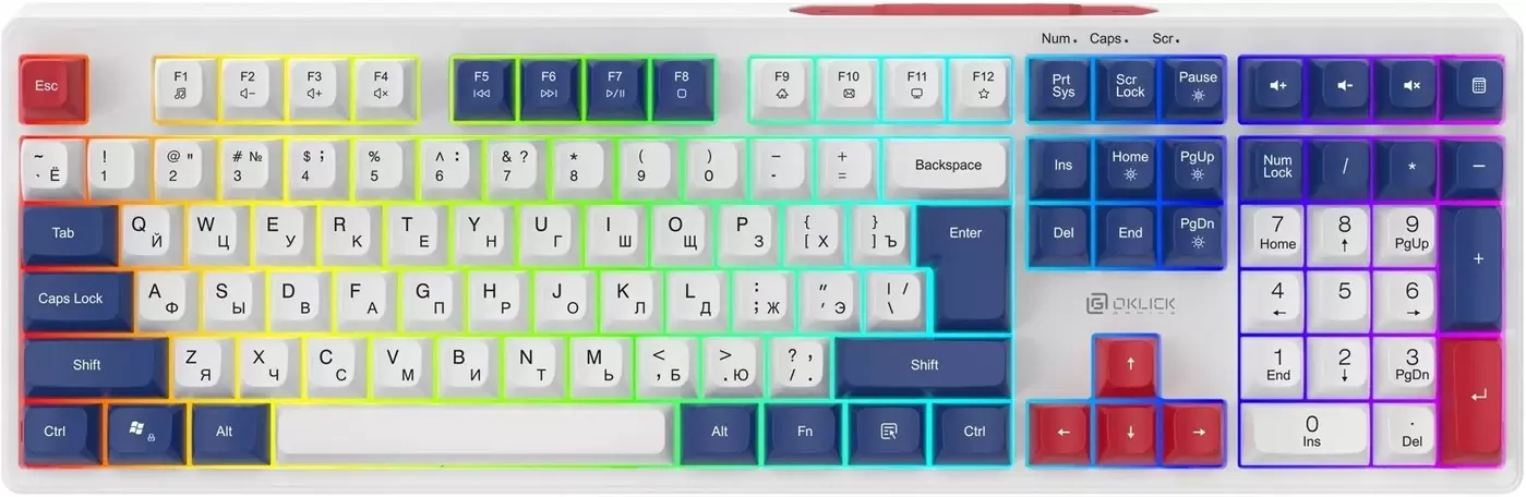 Oklick 725G (белый/красный)