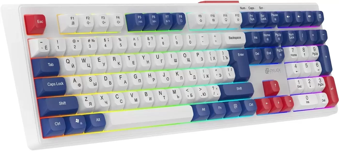 Клавиатура Oklick 725G (белый/красный) фото 3