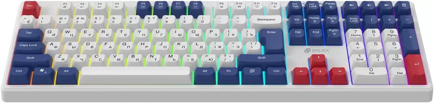 Клавиатура Oklick 725G (белый/красный) фото 4
