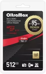 Карта памяти Oltramax Premium Series microSDXC 512GB OM512GCSDXC10UHS-1-PRU3 (с адаптером)