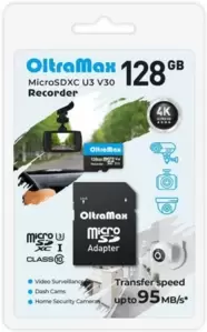 Карта памяти OltraMax Recorder microSDXC 128GB OM128GCSDXC10-U3-V30 (с адаптером) фото