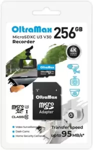 Карта памяти OltraMax Recorder microSDXC 256GB OM256GCSDXC10-U3-V30 (с адаптером) фото