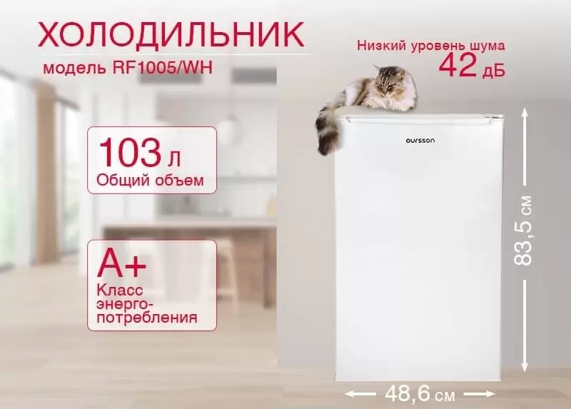 Холодильник Oursson RF1005/WH фото