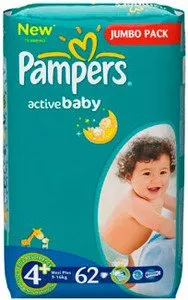 Подгузники Pampers Active Baby 4+ Maxi Plus (9-16 кг) Jumbo Pack 62 шт фото