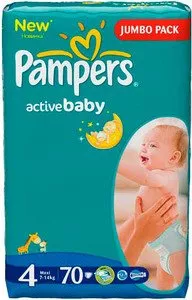 Подгузники Pampers Active Baby 4 Maxi (7-14 кг) Jumbo Pack 70 шт фото