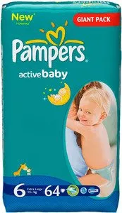 Подгузники Pampers Active Baby 6 Extra Large (15+ кг) Giant Pack 64 шт фото