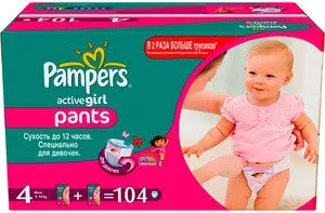 Трусики Pampers Active Girl 4 Maxi (9-14 кг) 104 шт фото