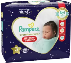 Подгузники-трусики Pampers Pants Midi 3 ночные (28 шт) фото