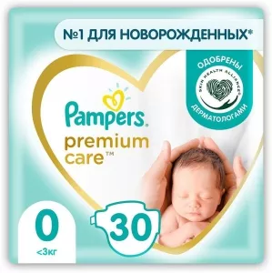 Подгузники Pampers Premium Care 0 (30 шт) фото