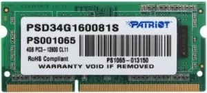 Модуль памяти Patriot Signature Line PSD34G160081S DDR3 PC3-12800 4Gb  фото