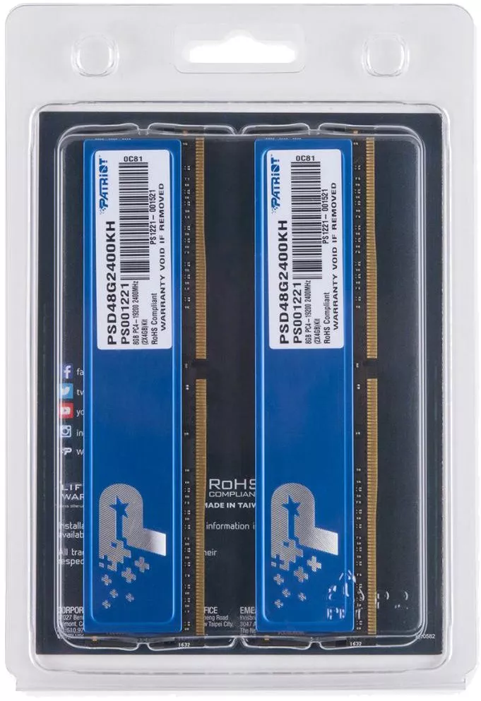 Комплект памяти Patriot Signature Line PSD48G2400KH DDR4 PC4-19200 2x4Gb фото 4