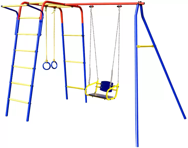 Детский спортивный комплекс Пионер дачный Юла + качели цепные со спинкой Детский спортивный комплекс Пионер дачный Юла + качели цепные со спинкой фото