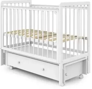 Детская кроватка PITUSO TINY ящик-маятник/колесо (белая аляска) фото