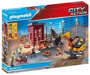 Конструктор Playmobil PM70443 Мини-экскаватор со строительной секцией фото