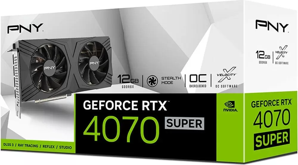 Видеокарта PNY GeForce RTX 4070 Super 12GB Verto Overclocked Dual Fan VCG4070S12DFXPB1-O фото 9
