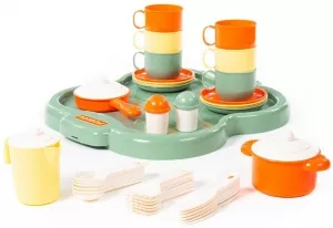 Игровой набор Полесье Набор детской посуды Янина с подносом на 6 персон 4077  фото