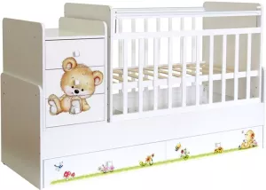 Детская кровать-трансформер Polini Kids Фея 1100 Медвежонок (белый) фото